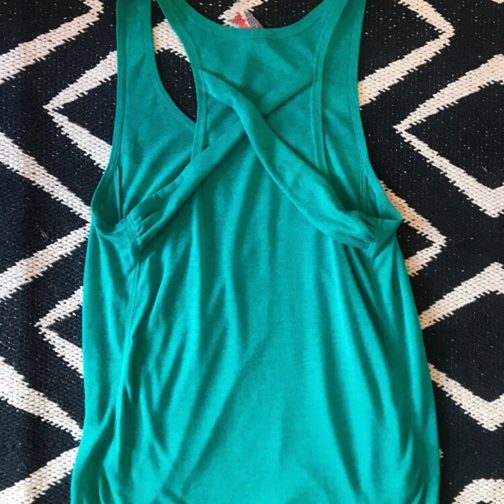 Free People Linen Blend Cute Back Tank Top sz S - Picture 3 of 8